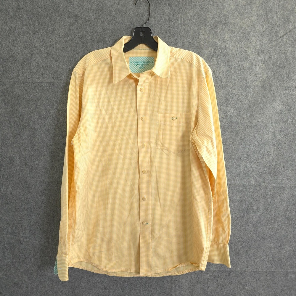 Indigo Palms Shirt Mens Sz M Colorful Stripe Long Sleeve Button Up Preppy Cotton